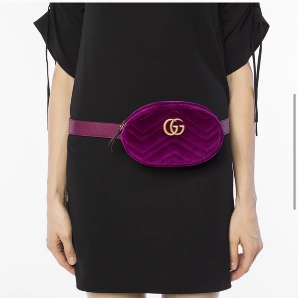 Gucci Magenta Velvet Belt Bag
